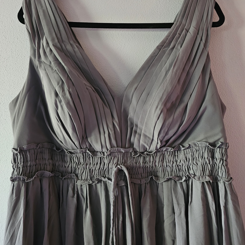 Azazie Gray Pleated Bridesmaid Dress